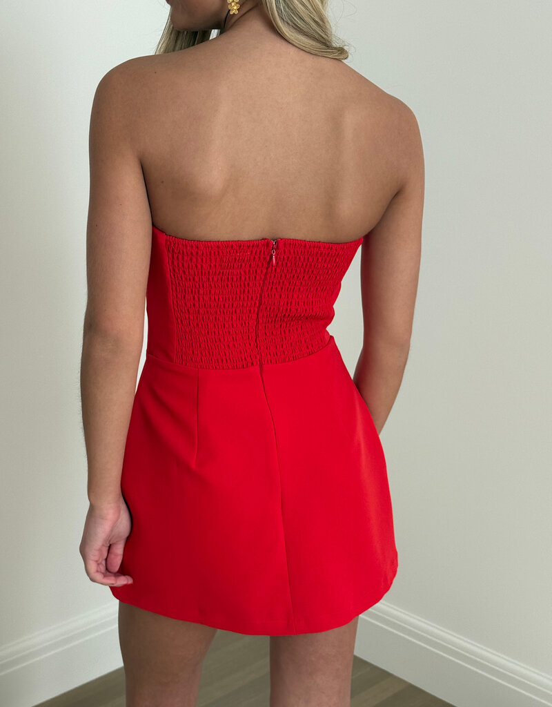 Front Pocket A Line Strapless Mini Dress