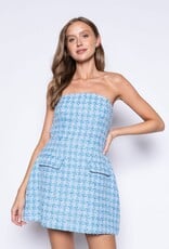 Tommie Strapless Tweed Double Pocket Mini Dress