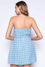 Tommie Strapless Tweed Double Pocket Mini Dress