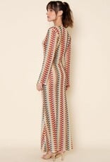 Crochet Long Sleeve V Neck Maxi Dress Coverup
