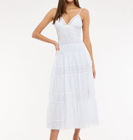 Floral Embossed Lace Solid Midi Dress