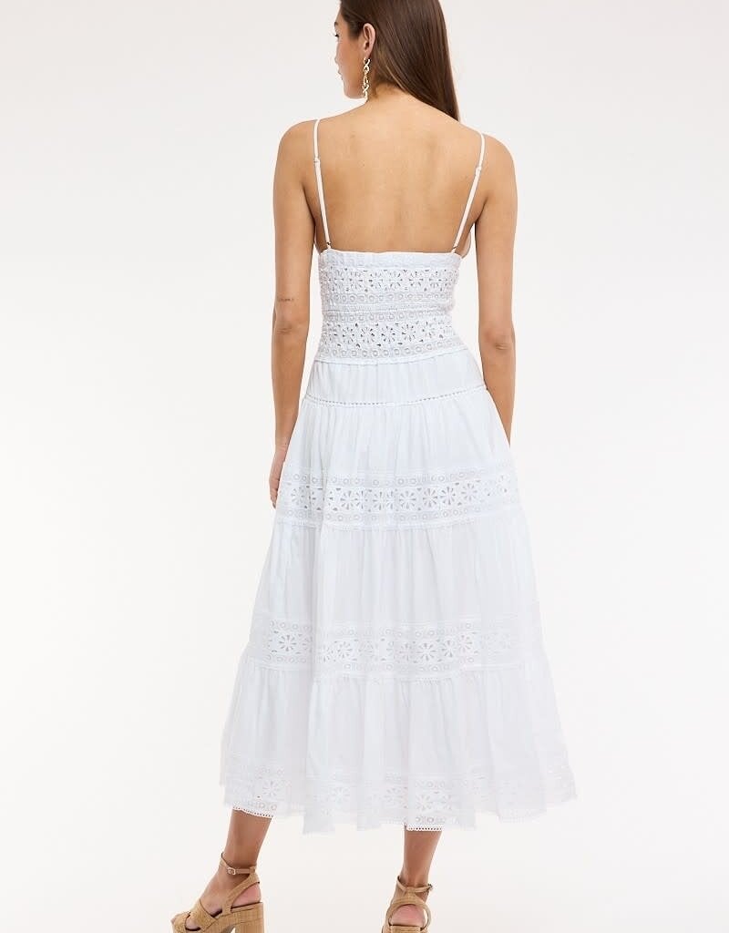 Floral Embossed Lace Solid Midi Dress