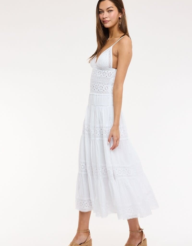 Floral Embossed Lace Solid Midi Dress