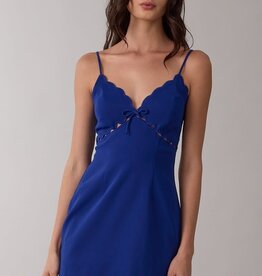 Solid Scallop Cut V Neck Mini Dress