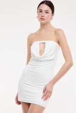 Cowl Bust Strapless Mini Dress