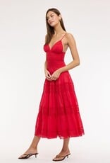 Floral Embossed Lace Solid Midi Dress