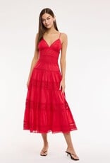 Floral Embossed Lace Solid Midi Dress