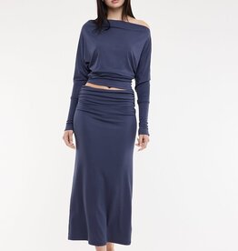 One Shoulder Long Sleeve Top & Midi Skirt Set