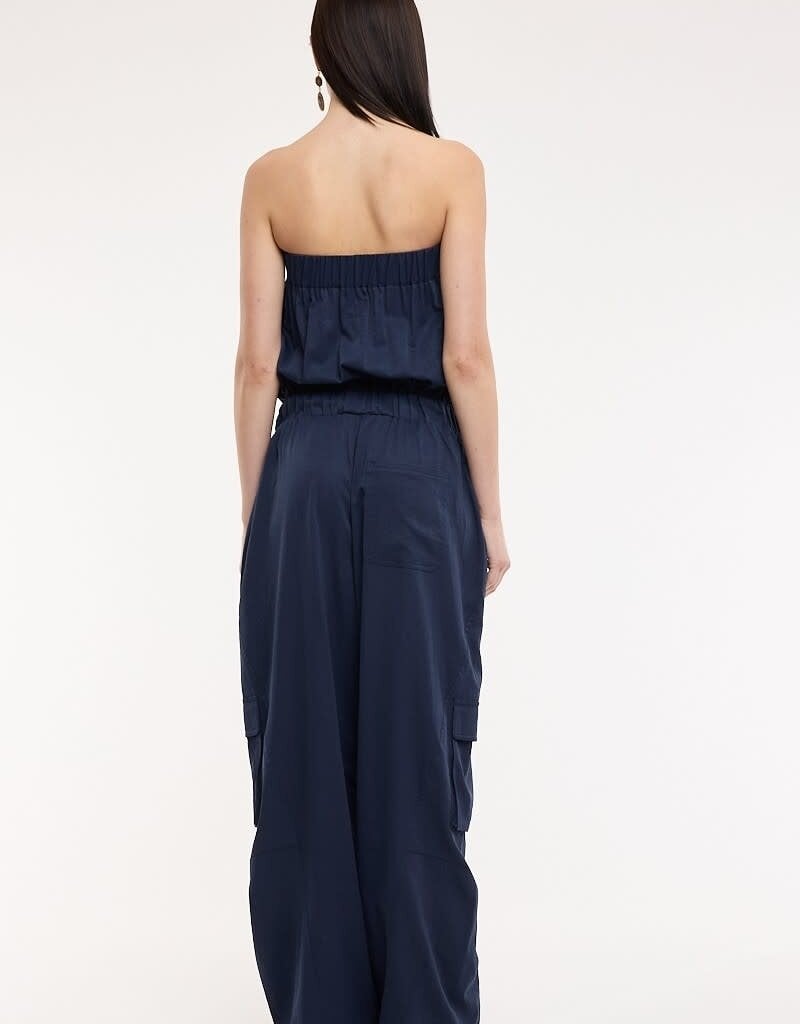 Front Zip Patch Pockets Cargo Tube Jumpsuit