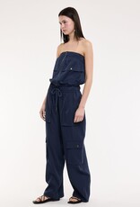 Front Zip Patch Pockets Cargo Tube Jumpsuit