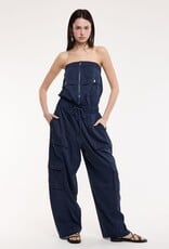 Front Zip Patch Pockets Cargo Tube Jumpsuit