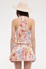 Floral Cascading Ruffle Layered Mini Dress