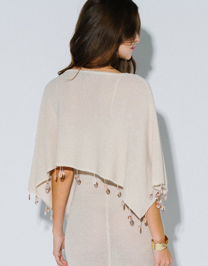 Shell Trim Lurex Poncho Top