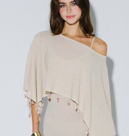 Shell Trim Lurex Poncho Top