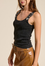 Tank Top With Silver Belt Shoulder Straps