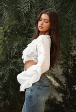 Ruffle Chiffon Tie Front Crop Top