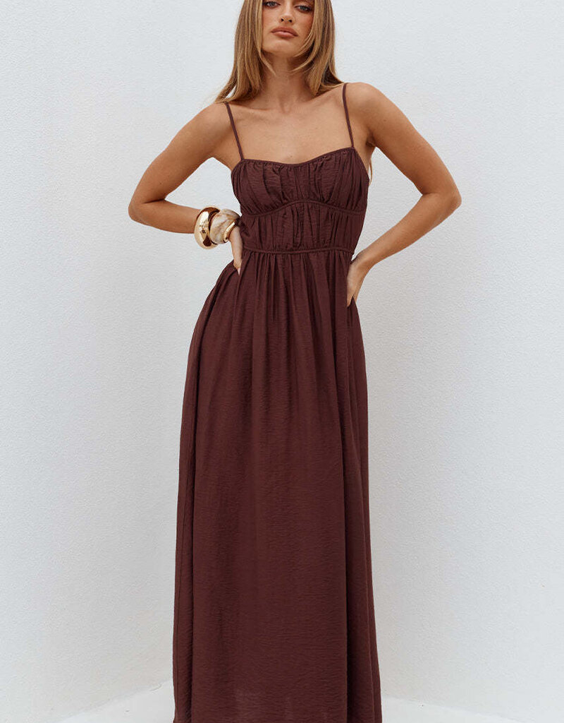Kayley A Line Shirred Midi Dress