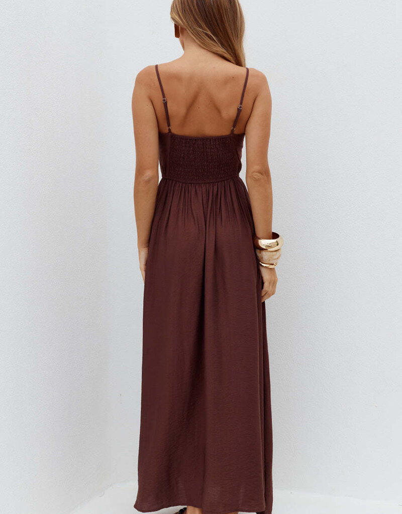 Kayley A Line Shirred Midi Dress