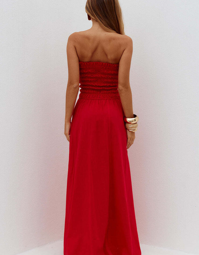 Lanie Strapless Shirred Maxi Dress