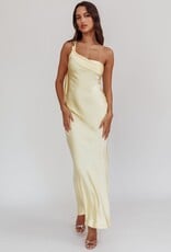 Satin One Shoulder Frill Maxi Dress