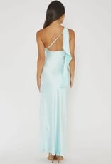 Satin One Shoulder Frill Maxi Dress