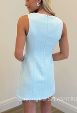 Tweed Wavy Cutout Sleeveless Mini Dress
