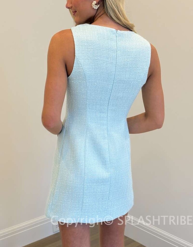 Tweed Wavy Cutout Sleeveless Mini Dress