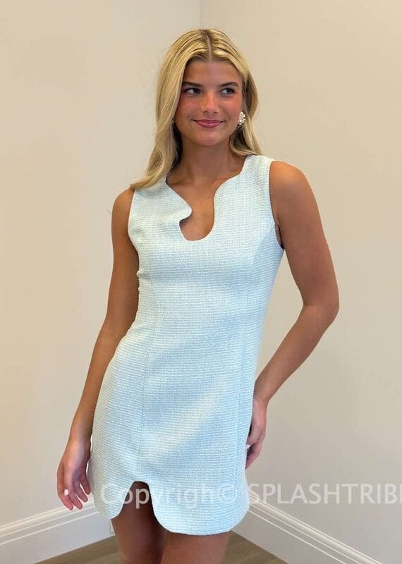 Tweed Wavy Cutout Sleeveless Mini Dress
