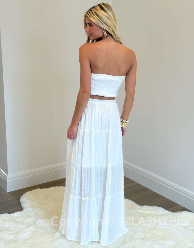 Smocked Tube Top and Tiered Maxi Skirt Set