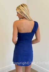 Linen Single Shoulder Strap Mini Dress