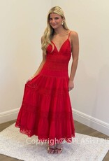 Floral Embossed Lace Solid Midi Dress