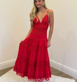 Floral Embossed Lace Solid Midi Dress