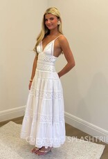 Floral Embossed Lace Solid Midi Dress