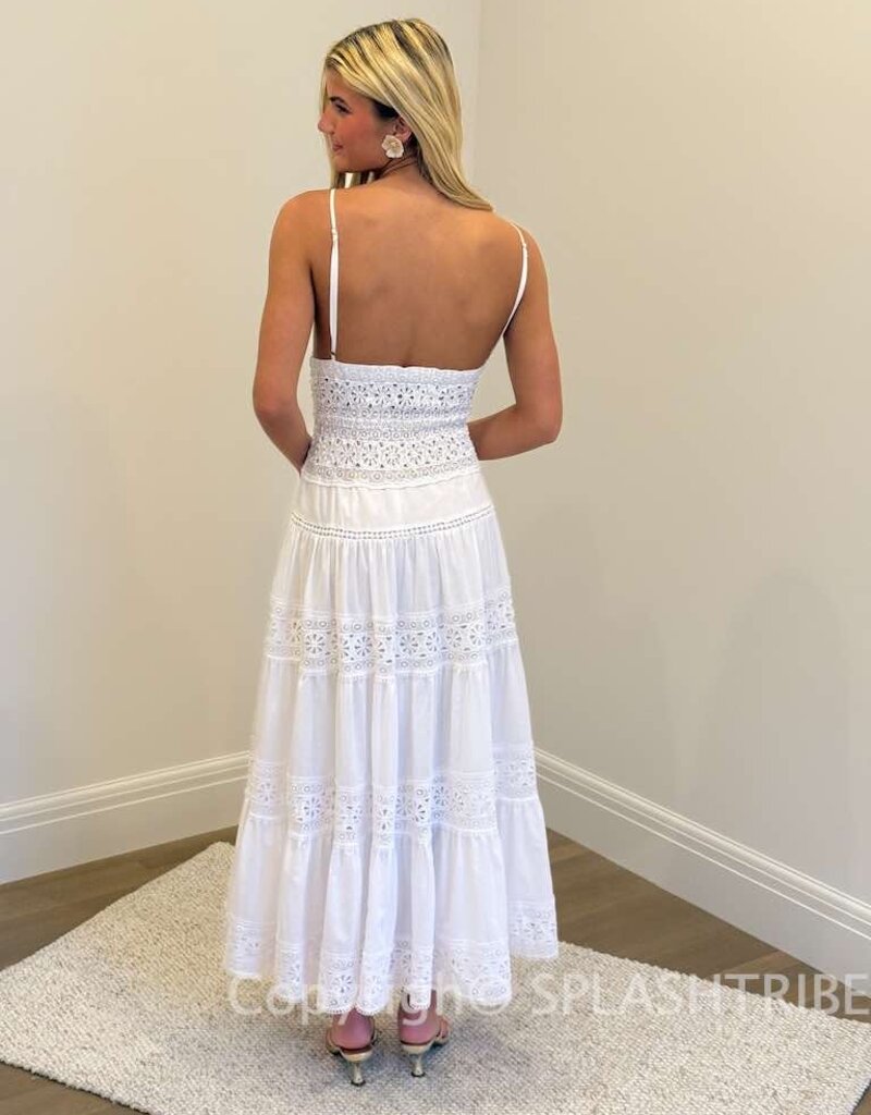 Floral Embossed Lace Solid Midi Dress