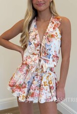 Floral Cascading Ruffle Layered Mini Dress