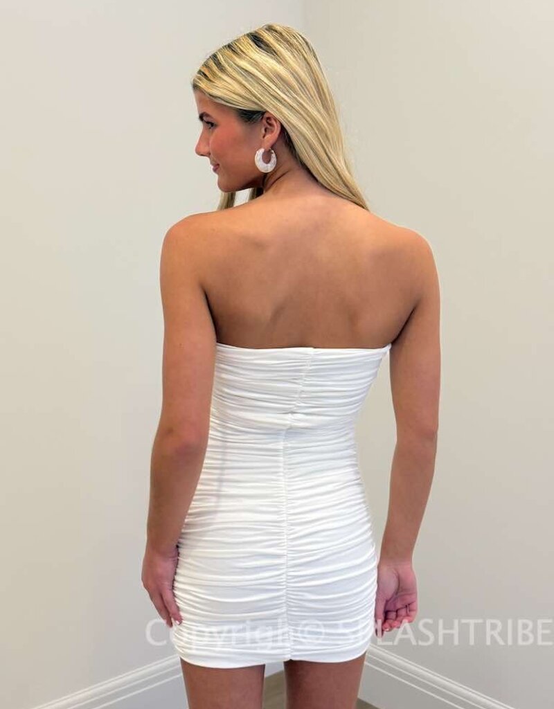 Strapless Ruched Bodycon Mini Dress