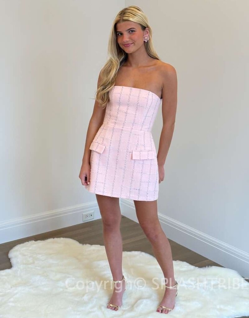 Amanda Uprichard Strapless Bethany Romper Mini Dress in Charlotte Tweed