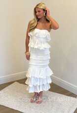 Ruffle Tube Top and Ruffle Tiered Midi Skirt Set