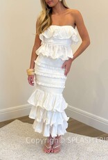 Ruffle Tube Top and Ruffle Tiered Midi Skirt Set