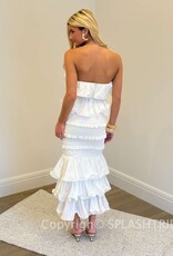 Ruffle Tube Top and Ruffle Tiered Midi Skirt Set