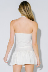 Halter Button Detail Top Mini Skirt Set