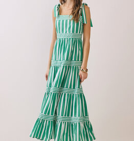 30A Striped Tie Shoulder Maxi Dress