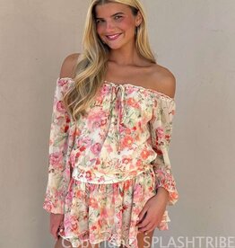 Floral Chiffon Off Shoulder Mini Dress
