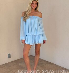 Chiffon Off Shoulder Tie Accent Mini Dress