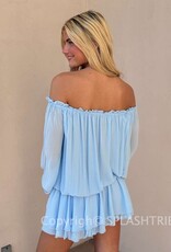 Chiffon Off Shoulder Tie Accent Mini Dress