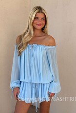 Chiffon Off Shoulder Tie Accent Mini Dress