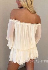 Chiffon Off Shoulder Tie Accent Mini Dress