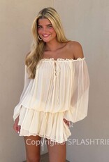 Chiffon Off Shoulder Tie Accent Mini Dress