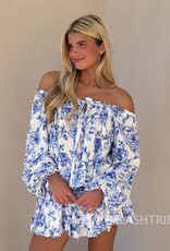 Floral Off Shoulder Tie Accent Mini Dress