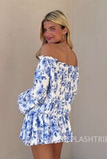 Floral Off Shoulder Tie Accent Mini Dress